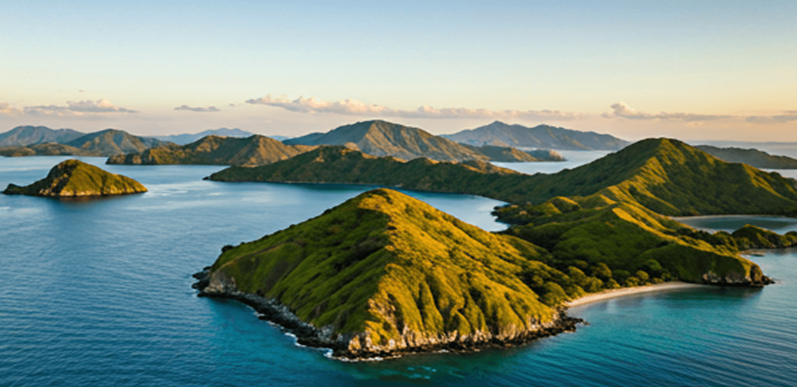 Islands of the Komodo archipelago at dusk